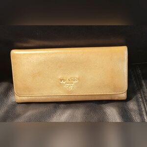 PRADA gold long wallet